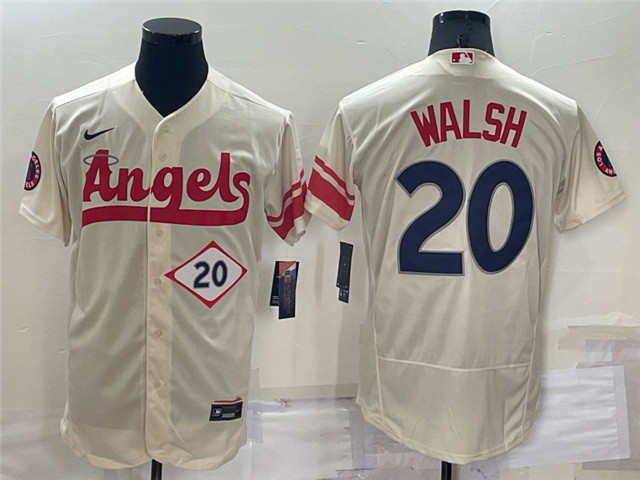Los Angeles Angels #20 Jared Walsh Cream 2022 City Connect Flex Base Jersey - Click Image to Close