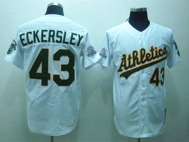 Oakland Athletics #43 Dennis Eckersley Throwback White ...