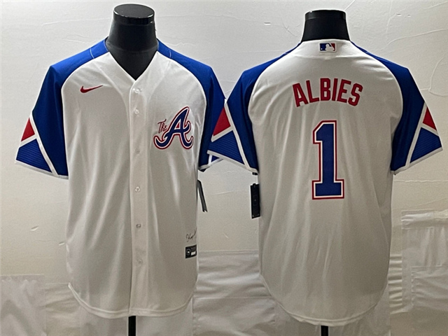 Atlanta Braves #1 Ozzie Albies White 2023 City Connect Jersey - Click Image to Close