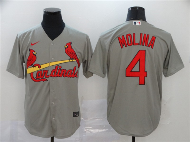 St. Louis Cardinals #4 Yadier Molina Gray Cool Base Jersey - Click Image to Close