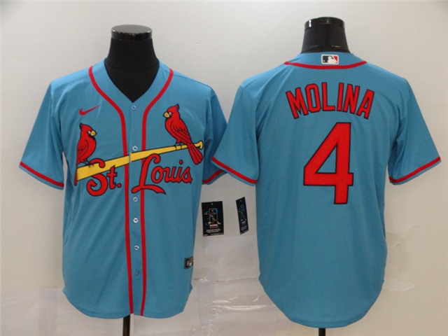 St. Louis Cardinals #4 Yadier Molina Light Blue 2020 Cool ...