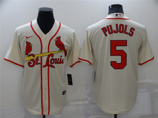 St. Louis Cardinals #5 Albert Pujols Cream Cool Base Jersey - Click Image to Close