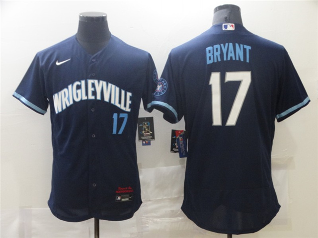 Chicago Cubs #17 Kris Bryant Navy 2021 City Connect Flex Base Jersey - Click Image to Close
