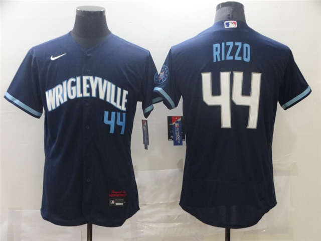 Chicago Cubs #44 Anthony Rizzo Navy 2021 City Connect Flex Base Jersey - Click Image to Close