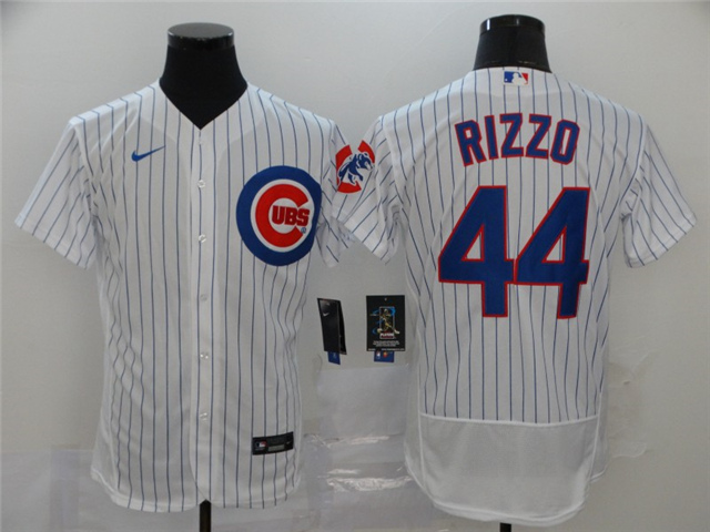 Chicago Cubs #44 Anthony Rizzo White Flex Base Jersey - Click Image to Close