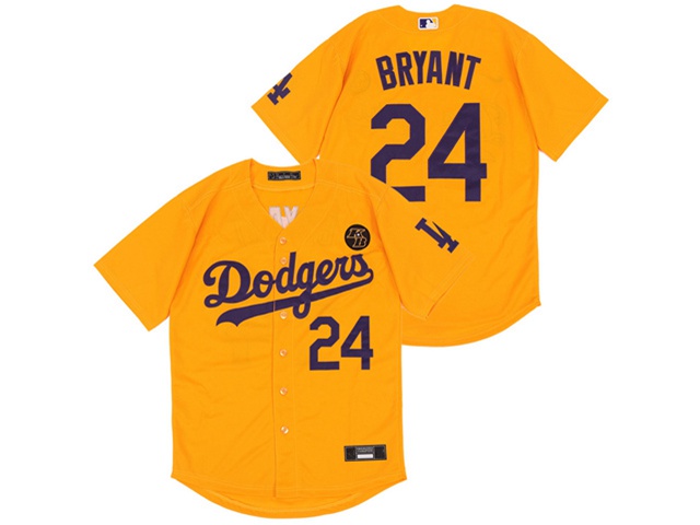 Los Angeles Dodgers #24 Kobe Bryant Yellow 2020 KB Cool Base Jersey - Click Image to Close