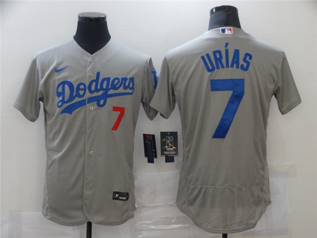 Los Angeles Dodgers #7 Julio Urias Gray Alternate Flex Base Jersey - Click Image to Close