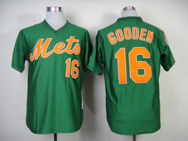 New York Mets #16 Dwight Gooden Throwback Green Jersey - Click Image to Close