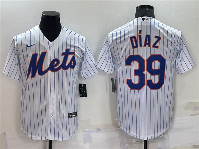 New York Mets #39 Edwin Diaz White Cool Base Jersey - Click Image to Close