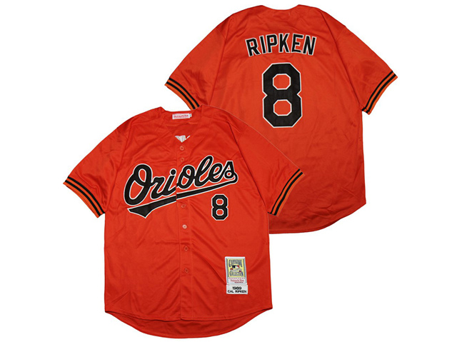 Baltimore Orioles #8 Cal Ripken Jr Throwback Orange Jersey - Click Image to Close