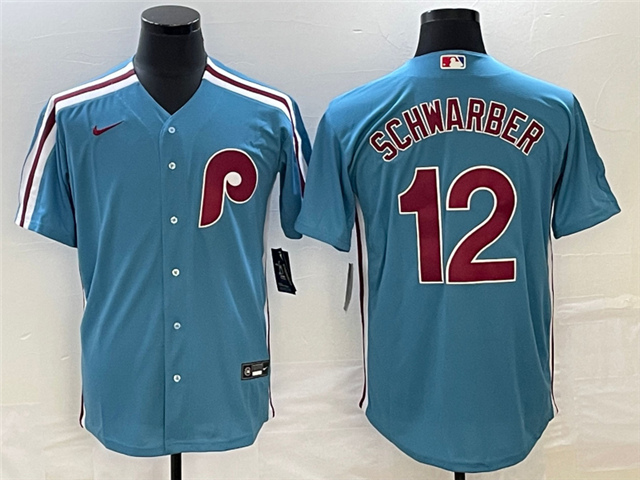 Philadelphia Phillies #12 Kyle Schwarber Light Blue Cool Base Jersey - Click Image to Close