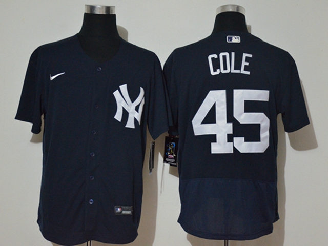 New York Yankees #45 Gerrit Cole Navy Blue Flex Base Jersey - Click Image to Close