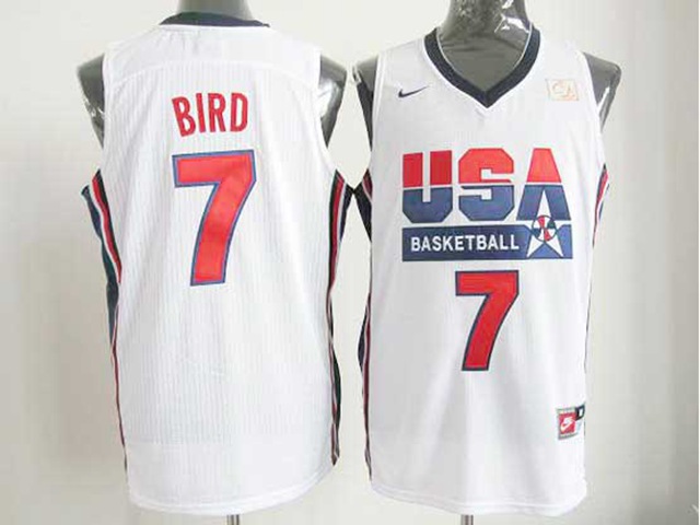 1992 Olympic Team USA #7 Larry Bird White Jersey - Click Image to Close