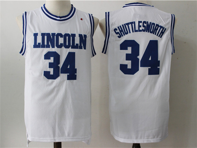 He Got Game Lincoln High School #34 Jesus Shuttlesworth White Movie Basketball Jersey - Click Image to Close