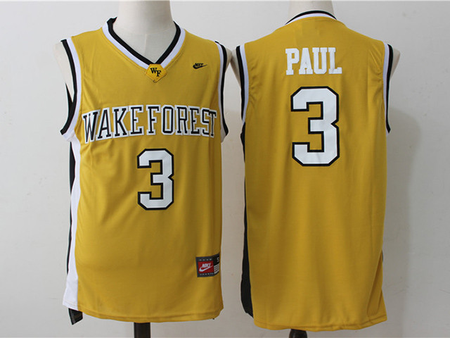 Wake Forest Demon Deacons #3 Chris Paul Gold College Basketball Jersey - Click Image to Close