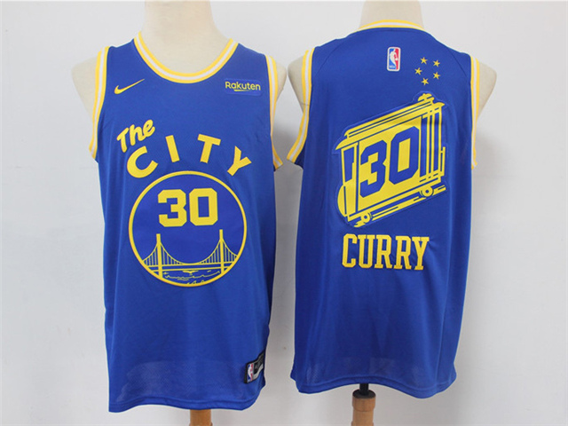 Golden State Warriors #30 Stephen Curry 2020-21 Blue Classic Edition Swingman Jersey - Click Image to Close