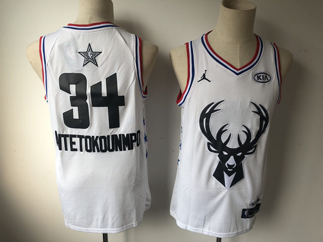 Milwaukee Bucks #34 Giannis Antetokounmpo White All Star Game Jordan Brand Swingman Jersey - Click Image to Close