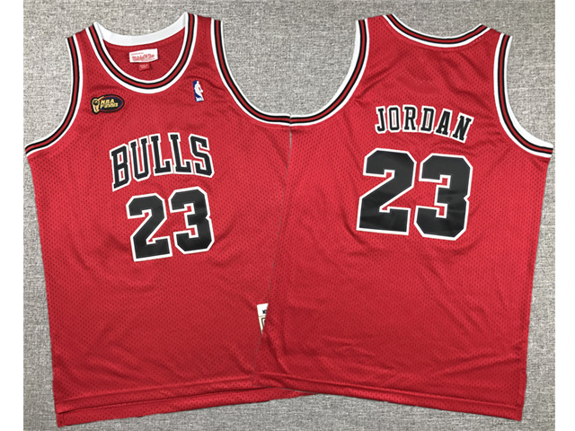 Youth Chicago Bulls #23 Michael Jordan Finals 1997-98 Red Hardwood Classics Jersey - Click Image to Close