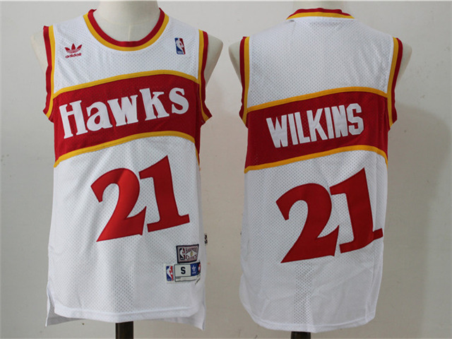 Atlanta Hawks #21 Dominique Wilkins White Hardwood Classics Jersey - Click Image to Close
