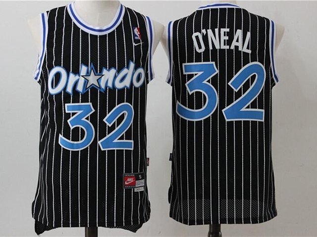 Orlando Magic #32 Shaquille O'Neal Throwback Black Jersey - Click Image to Close