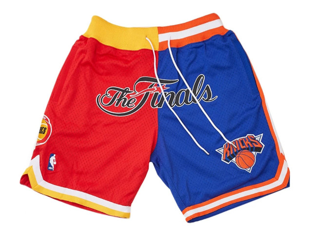 1994 NBA Finals Rockets x Knicks Just Don "The Finals" Red/Blue Basketball Shorts - Click Image to Close