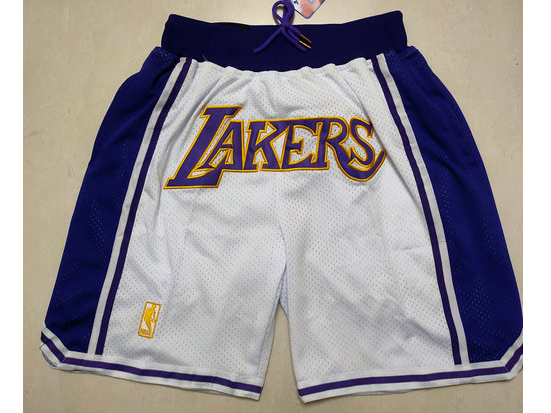 Los Angeles Lakers Just Don Lakers White Basketball Shorts - Click Image to Close