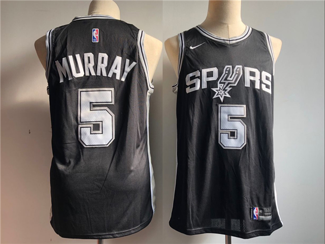 San Antonio Spurs #5 Dejounte Murray Black Swingman Jersey - Click Image to Close
