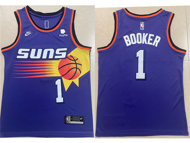 Phoenix Suns #1 Devin Booker 2022-23 Purple Classic Edition Swingman Jersey - Click Image to Close