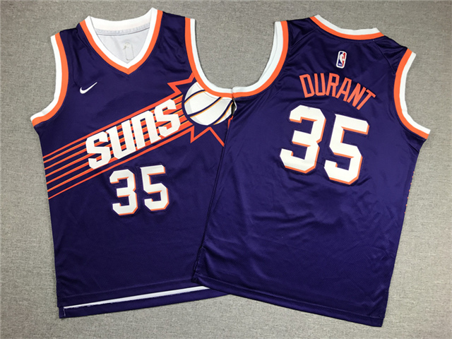 Youth Phoenix Suns #35 Kevin Durant 2023-24 New Purple Swingman Jersey - Click Image to Close