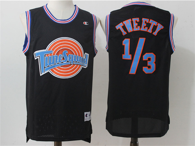 Space Jam Tune Squad 1/3 Tweety Black Movie Basketball Jersey - Click Image to Close
