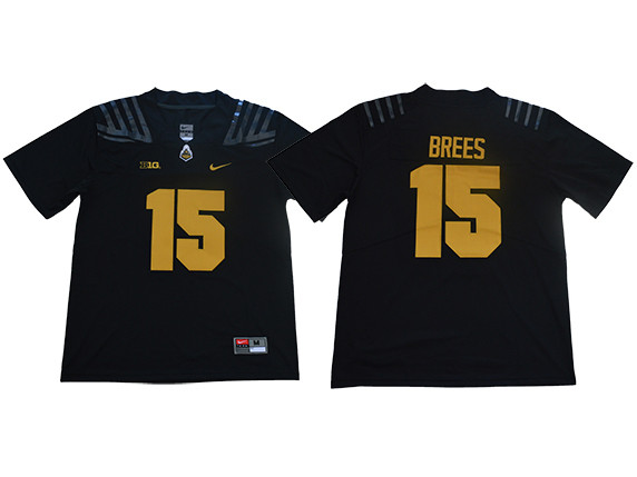 NCAA Purdue Boilermakers #15 Drew Brees Black Gold College Football Jersey - Click Image to Close