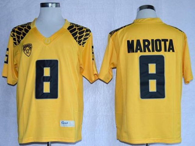NCAA Oregon Ducks #8 Marcus Mariota Yellow Color Rush College Football ...