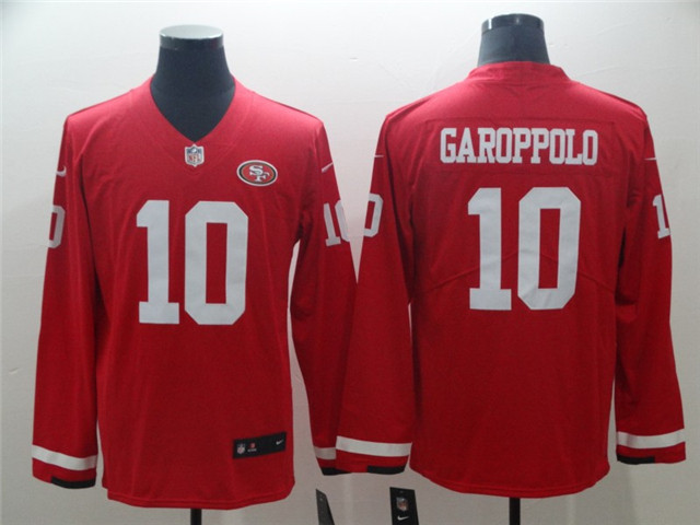 San Francisco 49ers #10 Jimmy Garoppolo Therma Long Sleeve Jersey - Click Image to Close