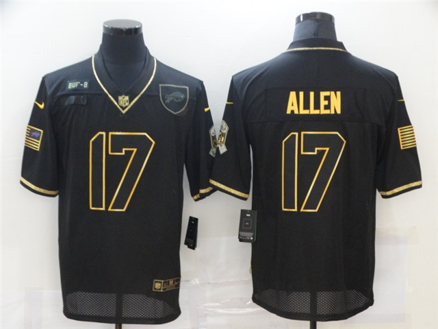 Buffalo Bills #17 Josh Allen 2020 Black Gold Salute To Service Limited Jersey - Click Image to Close