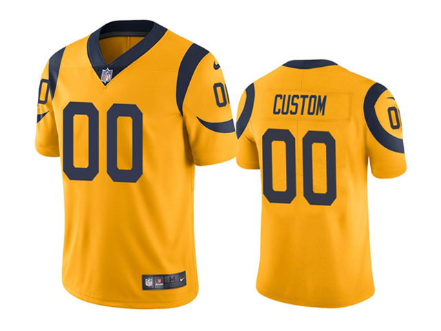 Los Angeles Rams #00 Gold Color Rush Limited Custom Jersey - Click Image to Close