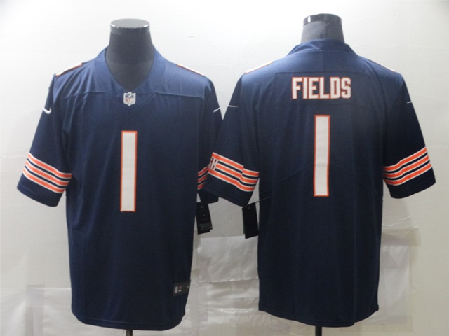 Chicago Bears #1 Justin Fields Blue Vapor Limited Jersey - Click Image to Close