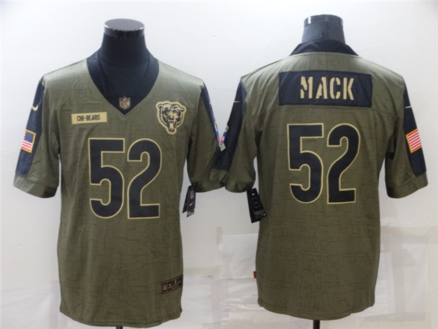 Chicago Bears #52 Khalil Mack 2021 Olive Salute To Service Limited Jersey - Click Image to Close