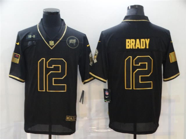 Tampa Bay Buccaneers #12 Tom Brady 2020 Black Gold Salute To Service Limited Jersey - Click Image to Close