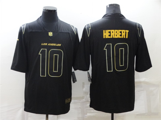 Los Angeles Chargers #10 Justin Herbert Black Gold Vapor Limited Jersey - Click Image to Close
