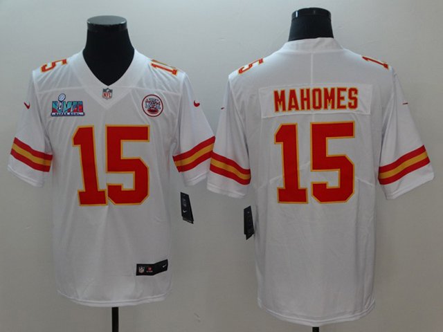 Kansas City Chiefs #15 Patrick Mahomes White Super Bowl LVII Limited Jersey - Click Image to Close