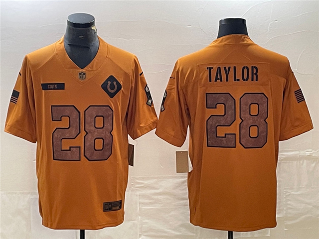 Indianapolis Colts #28 Jonathan Taylor 2023 Brown Salute To Service Limited Jersey - Click Image to Close