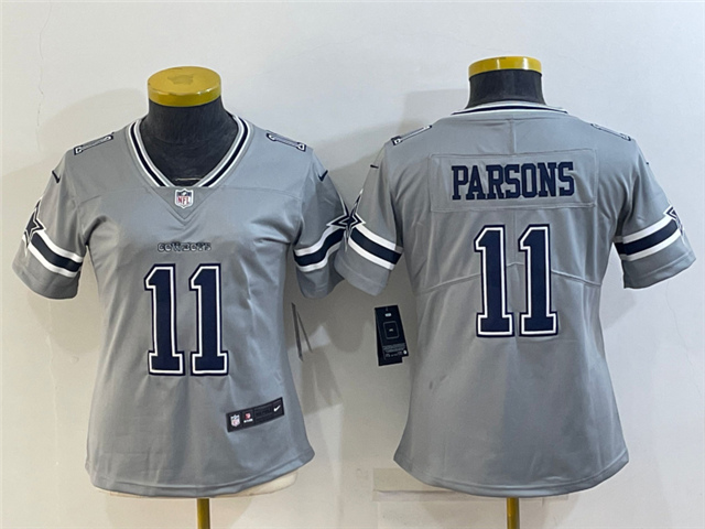 Womens Dallas Cowboys #11 Micah Parsons Gray Inverted Limited Jersey - Click Image to Close