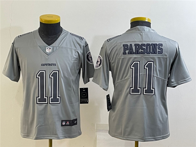 Youth Dallas Cowboys #11 Micah Parsons Gray Atmosphere Fashion Limited Jersey - Click Image to Close