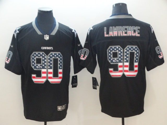 Dallas Cowboys #90 DeMarcus Lawrence Black USA Flag Fashion Limited Jersey - Click Image to Close