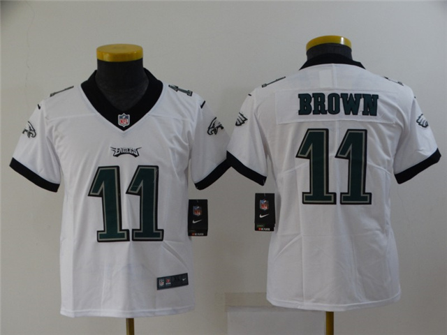Youth Philadelphia Eagles #11 A.J. Brown White Vapor Limited Jersey - Click Image to Close