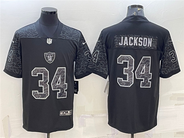 Las Vegas Raiders #34 Bo Jackson Black RFLCTV Limited Jersey - Click Image to Close