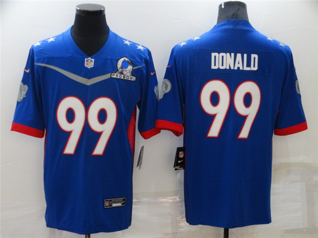 Los Angeles Rams #99 Aaron Donald Blue 2022 NFC Pro Bowl Jersey - Click Image to Close