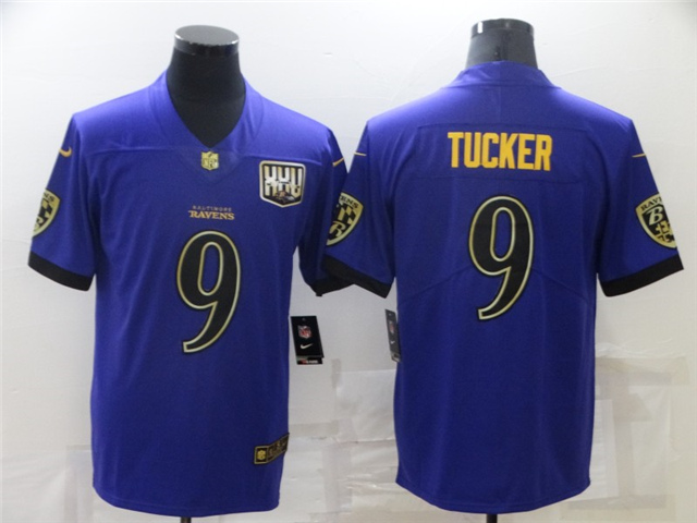 Baltimore Ravens #9 Justin Tucker Purple Golden 25th Season Vapor Limited Jersey - Click Image to Close