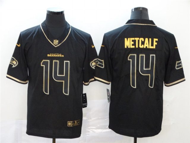 Seattle Seahawks #14 DK Metcalf Black Gold Vapor Limited Jersey - Click Image to Close
