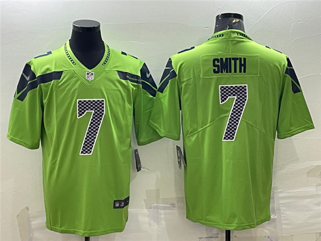 Seattle Seahawks #7 Geno Smith Green Color Rush Limited Jersey - Click Image to Close